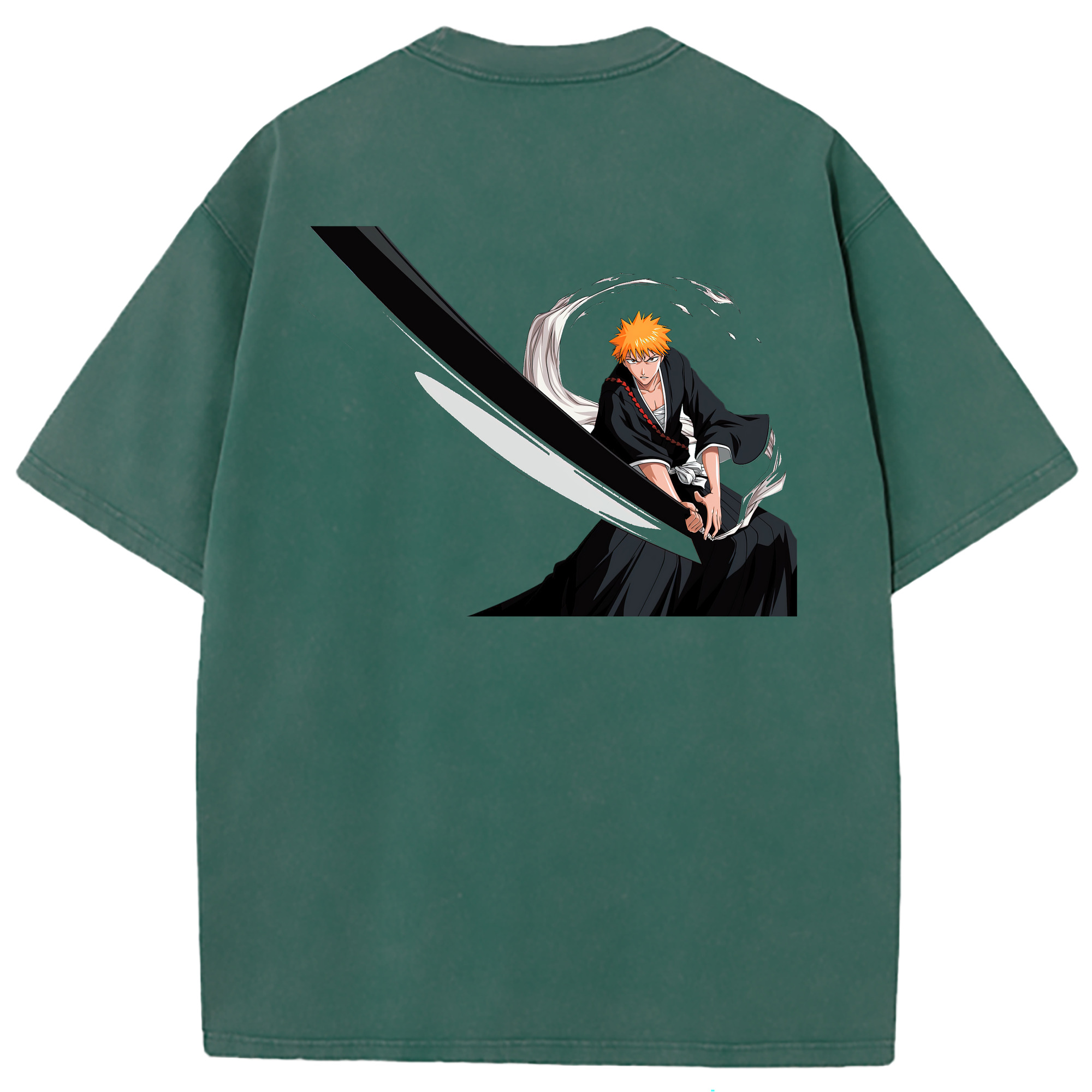 （画像用） ブリーチ 黒崎一護（くろさき いちご）BLEACH Kurosaki Ichigo 綿100% ヴィンテージ風 半袖Tシャツ（背面プリント）